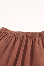Khaki High Waist Pocketed Ruffle Shorts - Fashionfitz