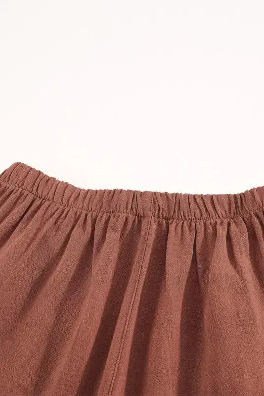 Khaki High Waist Pocketed Ruffle Shorts - Fashionfitz