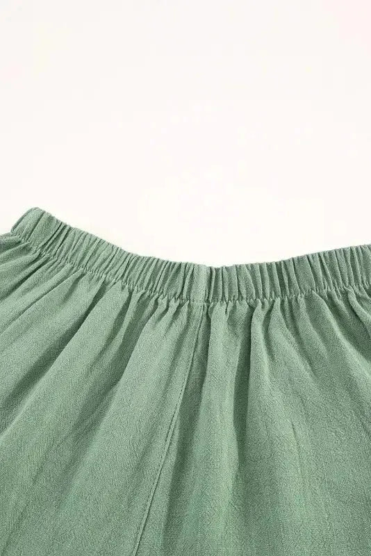 Khaki High Waist Pocketed Ruffle Shorts - Fashionfitz