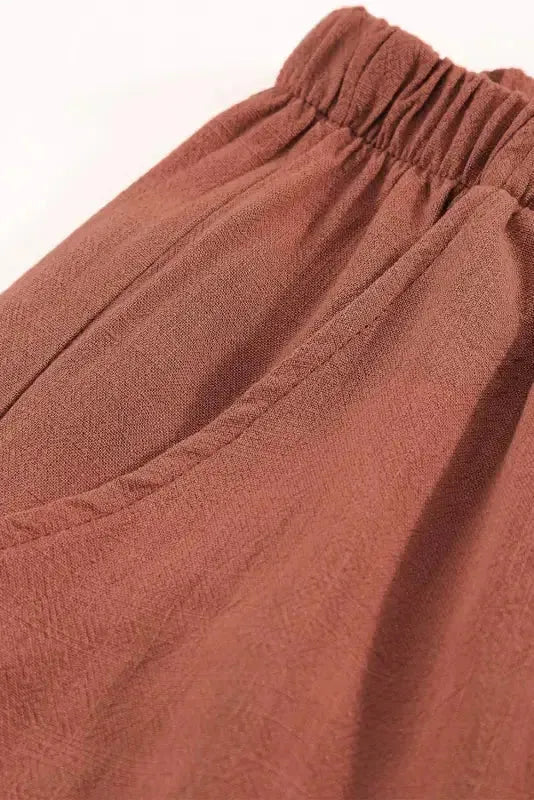 Khaki High Waist Pocketed Ruffle Shorts - Fashionfitz