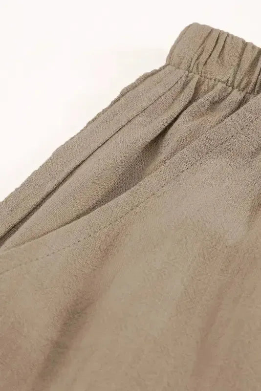 Khaki High Waist Pocketed Ruffle Shorts - Fashionfitz