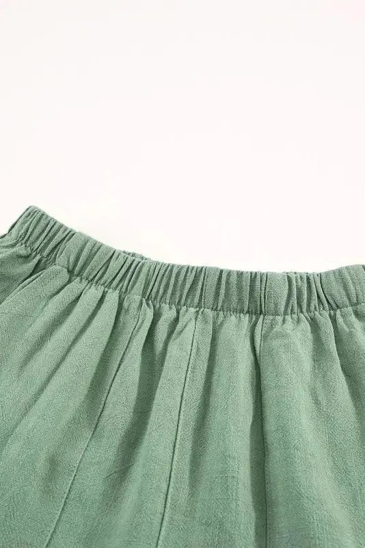 Khaki High Waist Pocketed Ruffle Shorts - Fashionfitz