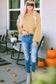 Khaki hollowed bubble sleeve knit sweater - sweaters & cardigans