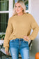 Khaki hollowed bubble sleeve knit sweater - sweaters & cardigans