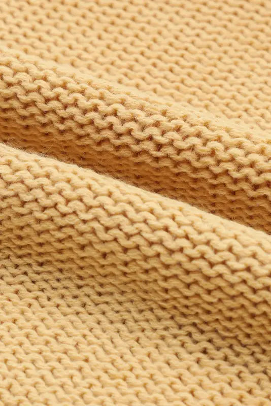 Khaki hollowed bubble sleeve knit sweater - sweaters & cardigans