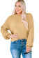 Khaki hollowed bubble sleeve knit sweater - sweaters & cardigans