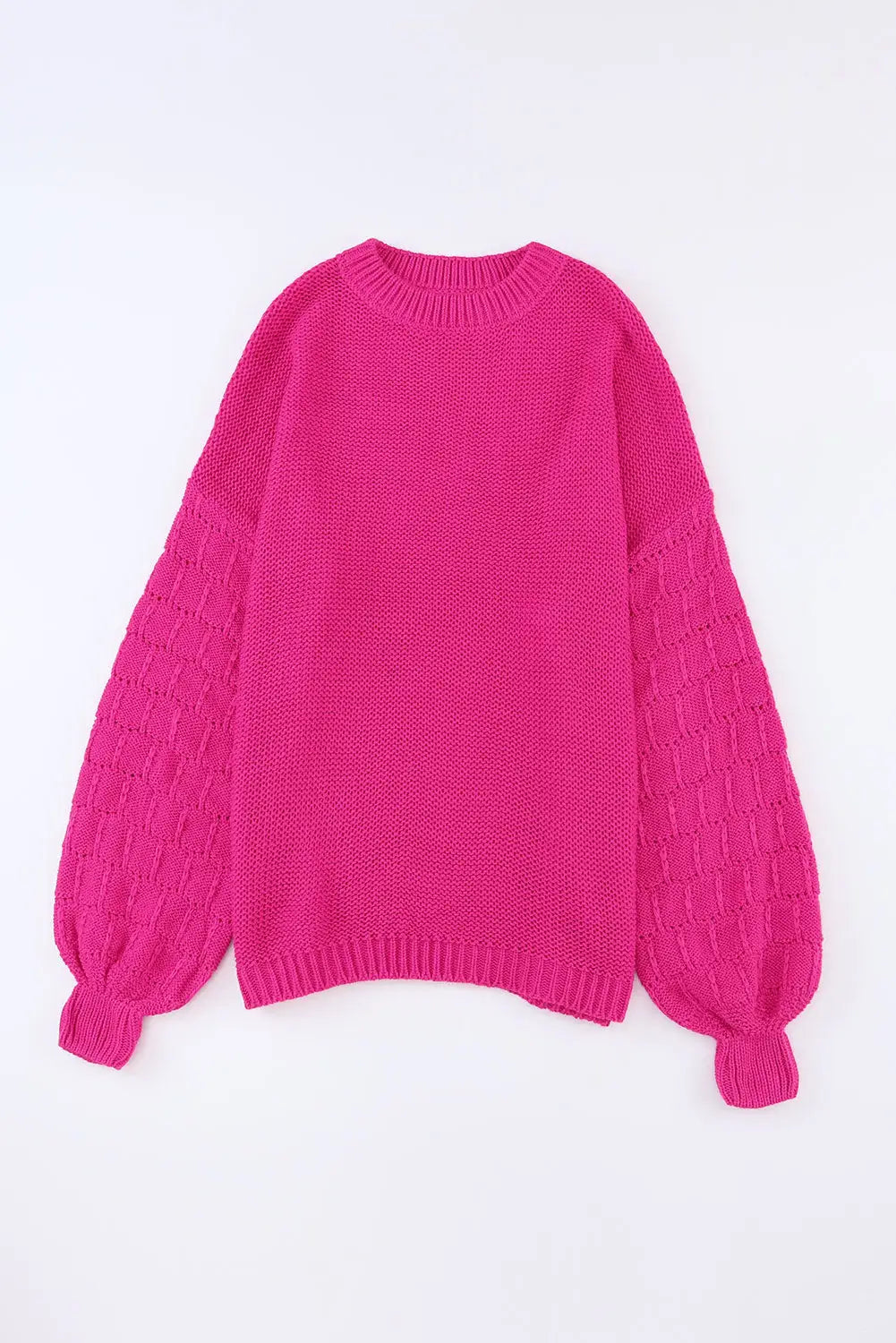 Khaki hollowed bubble sleeve knit sweater - sweaters & cardigans