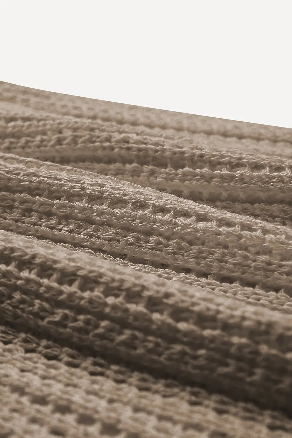 Khaki hollowed knit v neck tank top - tops