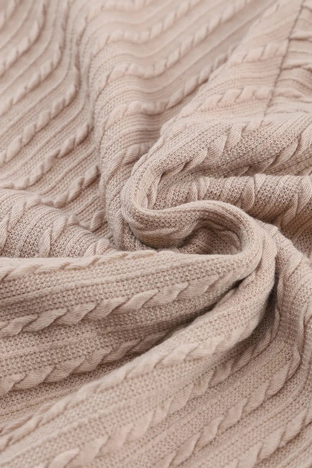 Khaki knitted jacquard v neck lantern sleeve top - long tops