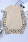 Khaki leopard high neck side slit oversized sweater - sweaters & cardigans