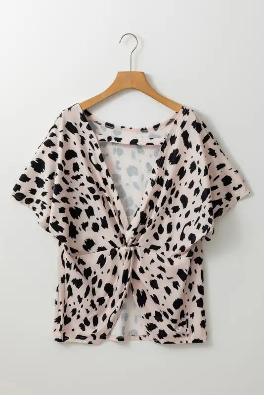 Khaki leopard open back plus size top - size/plus tops/plus tops & tees