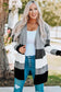 Khaki open front colorblock cardigan with pockets - sweaters & cardigans