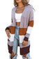 Khaki open front colorblock cardigan with pockets - sweaters & cardigans