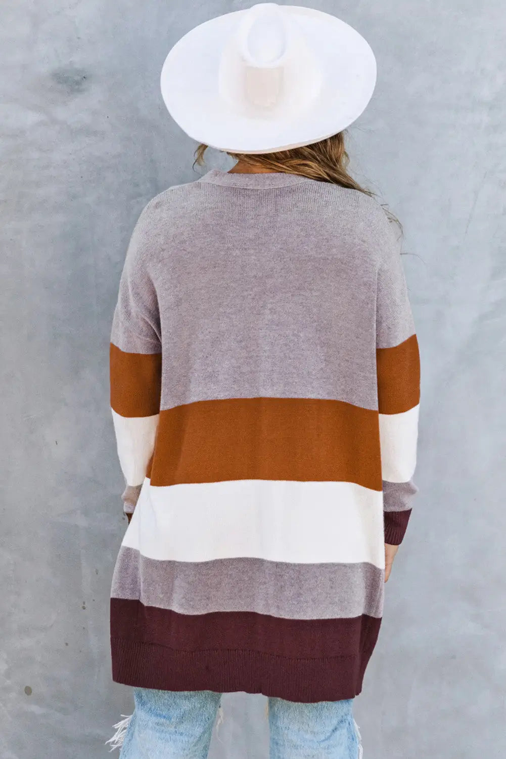 Khaki open front colorblock cardigan with pockets - sweaters & cardigans