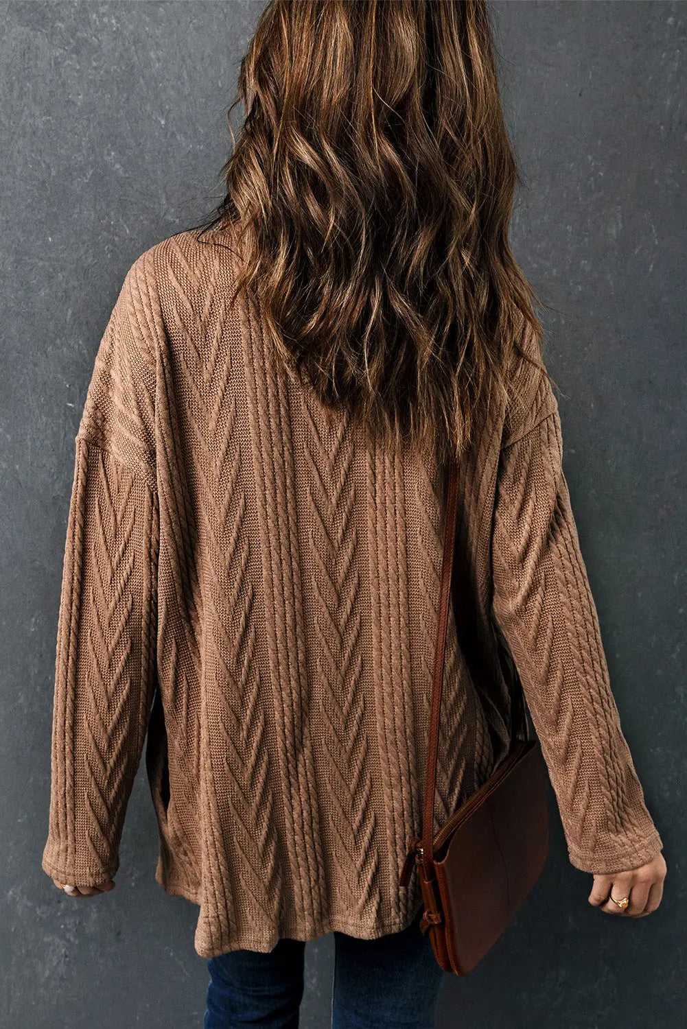 Khaki oversize textured knit button front shacket - shackets