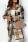 Khaki plaid button-down flap pocket long shacket - shackets