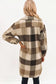 Khaki plaid button-down flap pocket long shacket - shackets