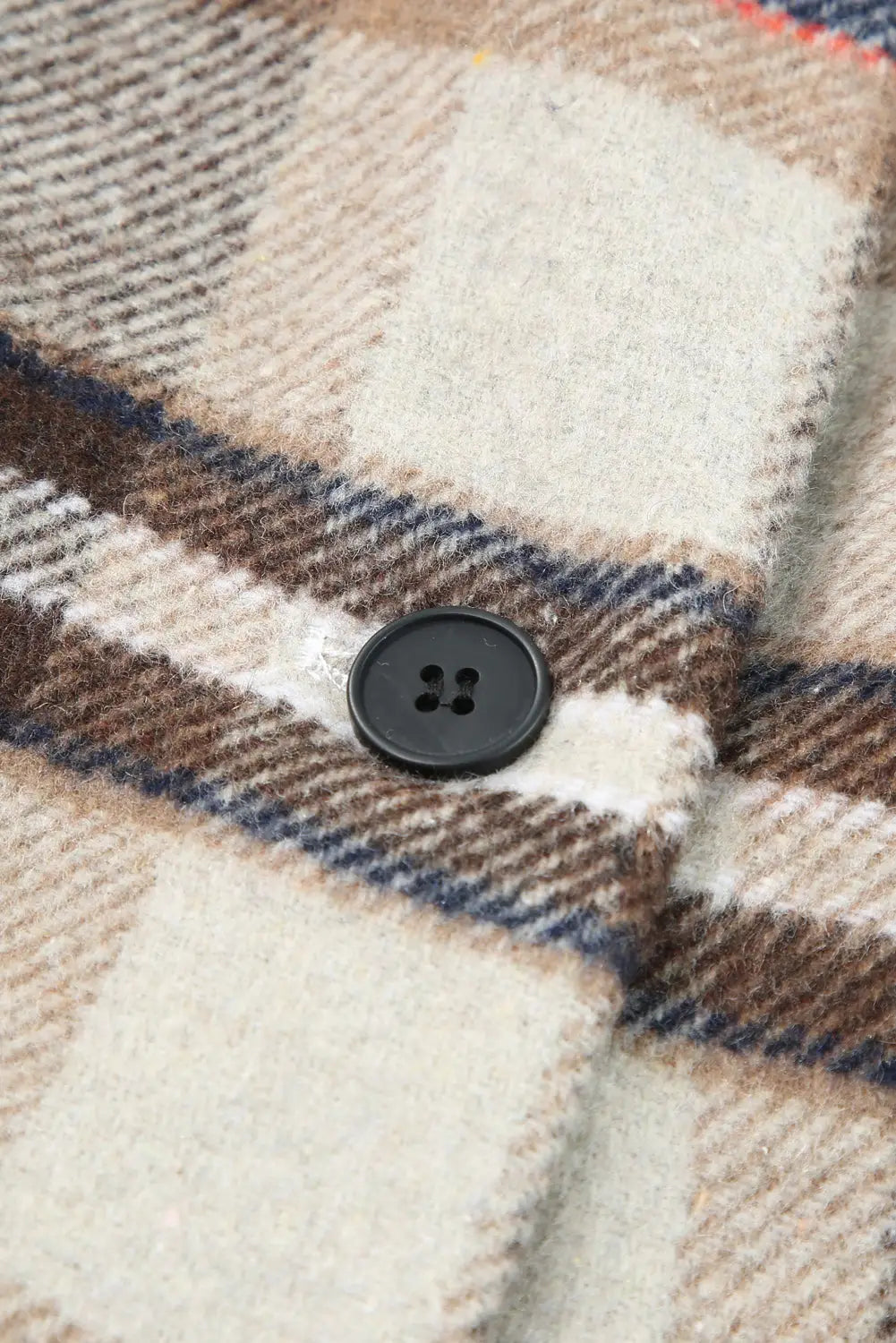 Khaki plaid button up lapel jacket - shackets