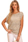 Khaki pointelle knit short dolman sleeve sweater top - t-shirts