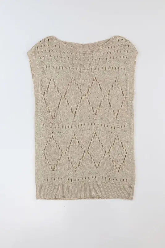 Khaki pointelle knit short dolman sleeve sweater top - t-shirts