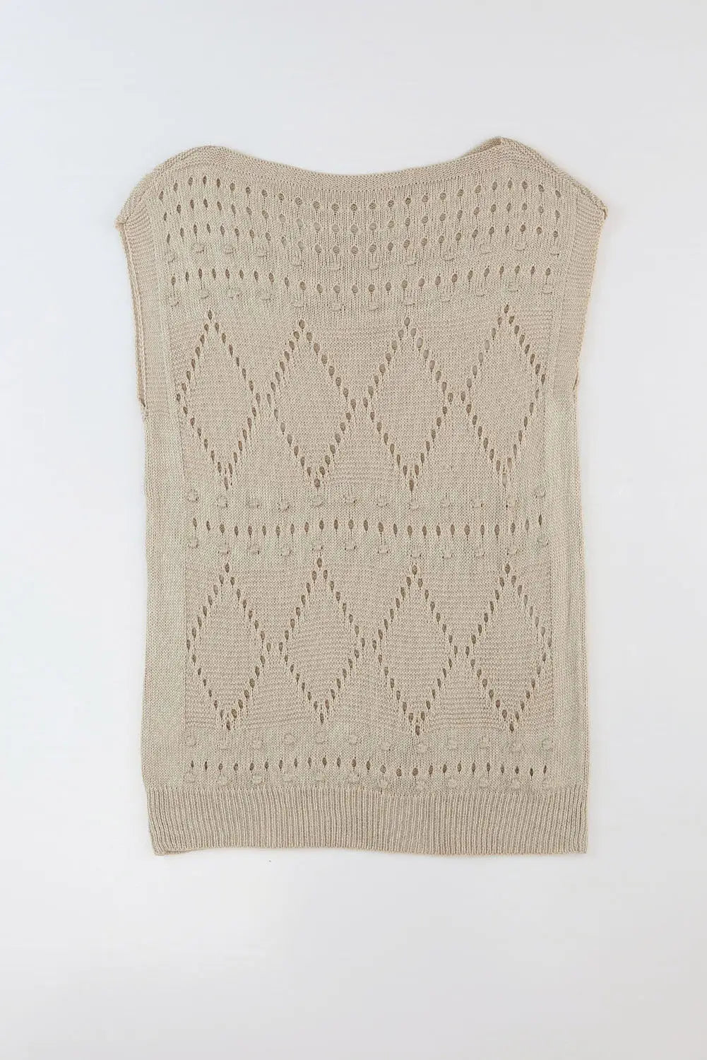 Khaki pointelle knit short dolman sleeve sweater top - t-shirts