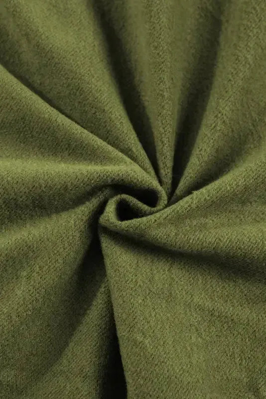 Khaki Printed Plaid Sleeve Patchwork Collared Textured Sweatshirt - Fashionfitz