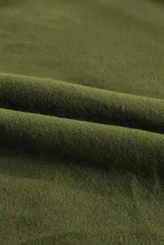 Khaki Printed Plaid Sleeve Patchwork Collared Textured Sweatshirt - Fashionfitz