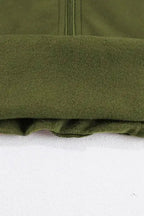 Khaki Printed Plaid Sleeve Patchwork Collared Textured Sweatshirt - Fashionfitz