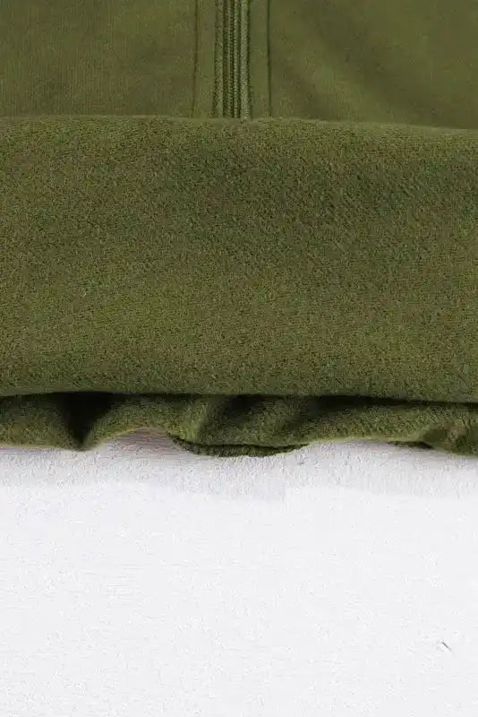 Khaki Printed Plaid Sleeve Patchwork Collared Textured Sweatshirt - Fashionfitz