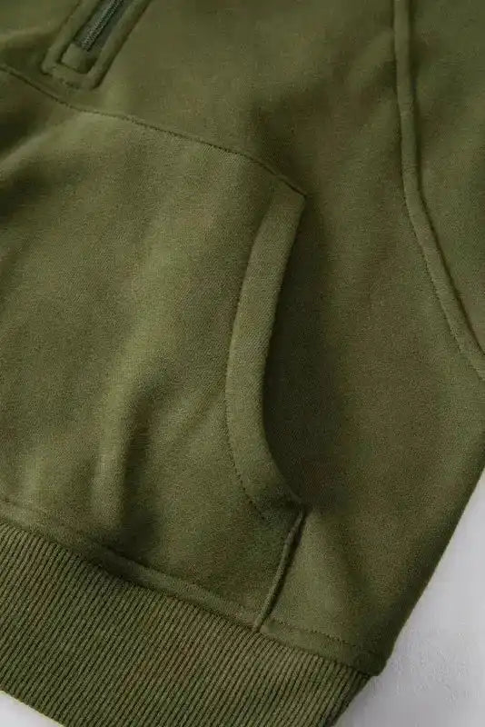 Khaki Printed Plaid Sleeve Patchwork Collared Textured Sweatshirt - Fashionfitz