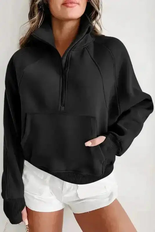 Khaki Printed Plaid Sleeve Patchwork Collared Textured Sweatshirt - Fashionfitz