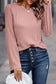 Khaki ribbed round neck knit long sleeve top