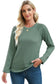 Khaki ribbed round neck knit long sleeve top