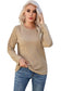 Khaki ribbed round neck knit long sleeve top