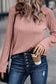 Khaki ribbed round neck knit long sleeve top