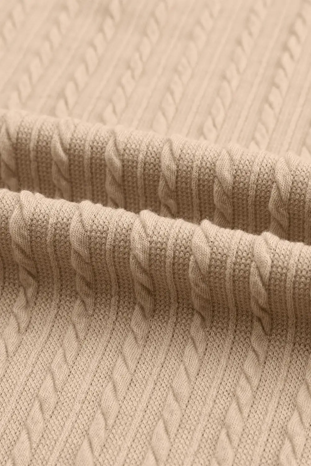 Khaki ribbed round neck knit long sleeve top - tops