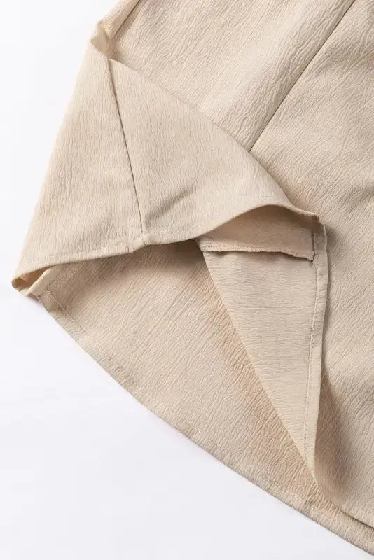 Khaki Ruffled Lace up Bubble Sleeve Blouse - Fashionfitz