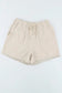 Khaki solid color drawstring frayed hem pocketed shorts