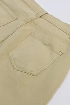Khaki Solid High Waist Casual Pants - Fashionfitz
