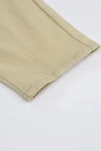 Khaki Solid High Waist Casual Pants - Fashionfitz