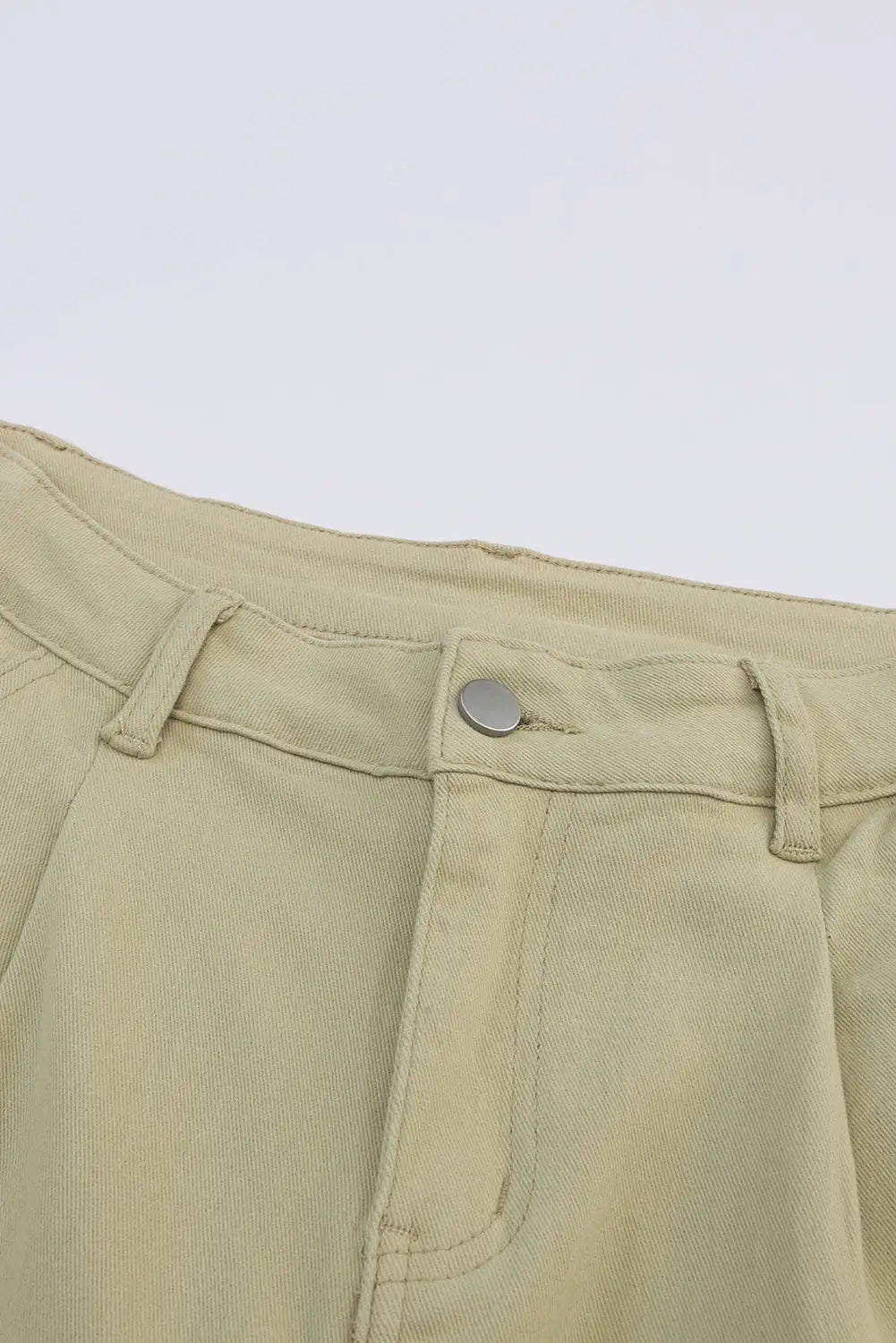 Khaki solid high waist casual pants - cargo