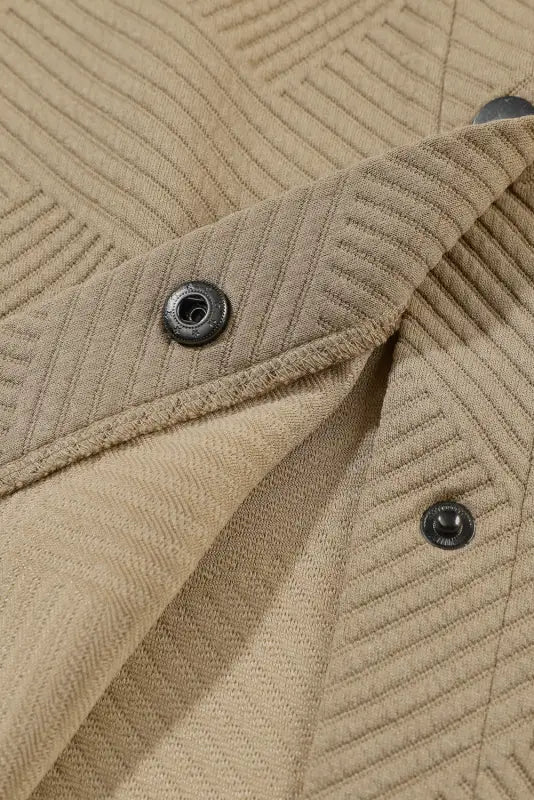 Khaki solid textured flap pocket buttoned shacket - sweaters & cardigans