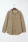 Khaki solid textured flap pocket buttoned shacket - sweaters & cardigans