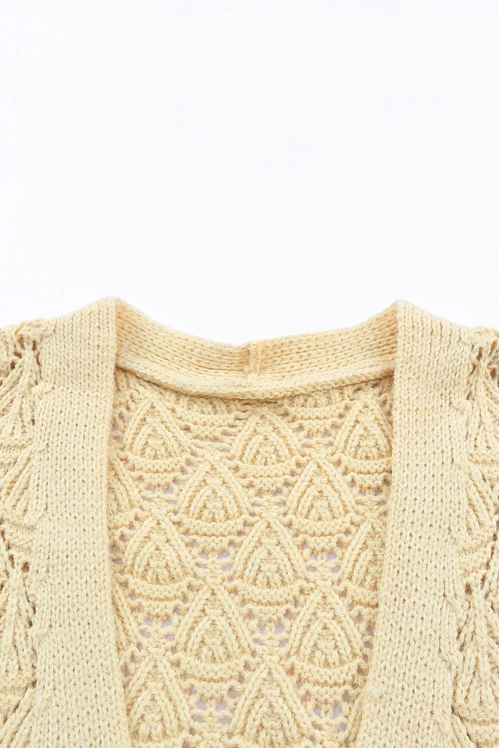 Khaki textured pocket knit open front cardigan - sweaters & cardigans