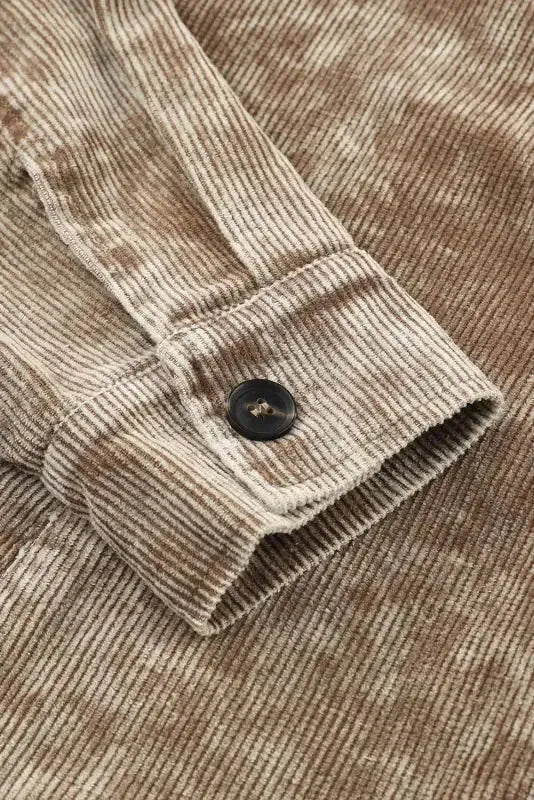 Khaki Vintage Distressed Oversized Shacket - Fashionfitz
