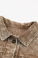 Khaki Vintage Distressed Oversized Shacket - Fashionfitz