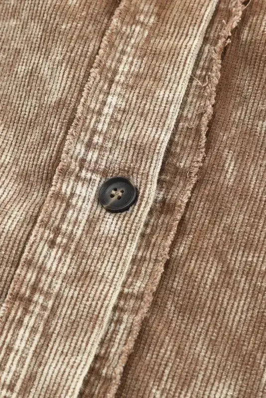 Khaki Vintage Distressed Oversized Shacket - Fashionfitz
