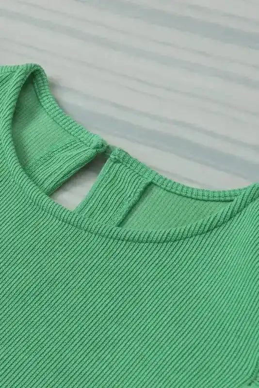 Knit Puffy Ruffle Sleeve Blouse - Fashionfitz