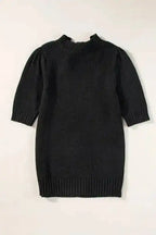 Knit Sweater - Black Knotted Keyhole Nape Short Sleeve - Fashionfitz