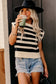 Knit tank top - black stripe ribbed trim - sweater vests